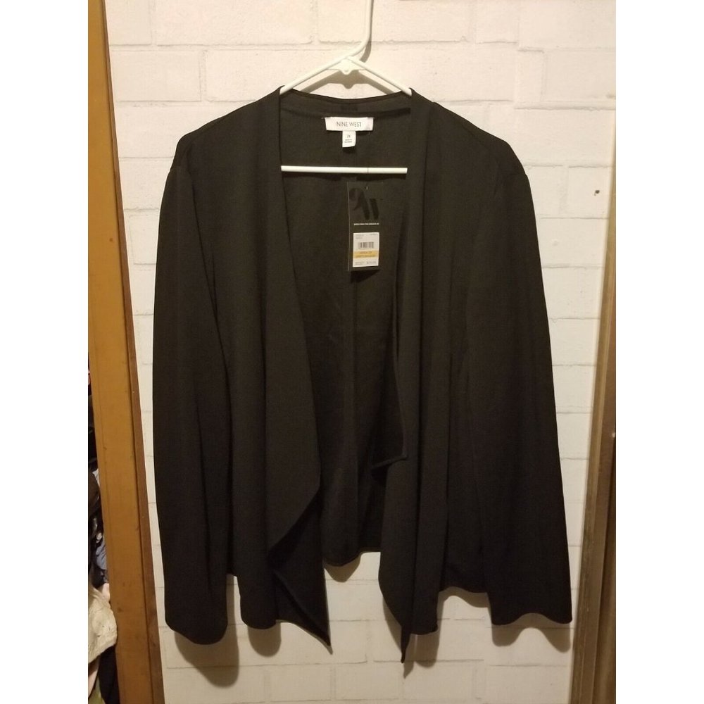 NWT Nine West Womens Black Office Wear Open-Front Blazer Black Plus Sz 2X